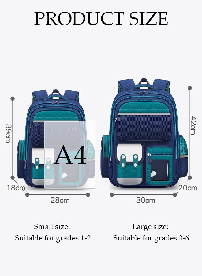 DUNISO Kids School Backpack Large Capacity School Bag Toddler Waterproof Lightweight Kids Backpack with Ergonomic Design, Adjustable Padded Straps Book Bag with Back Reflective Strip for Kids Grades 1-6 - Image 4