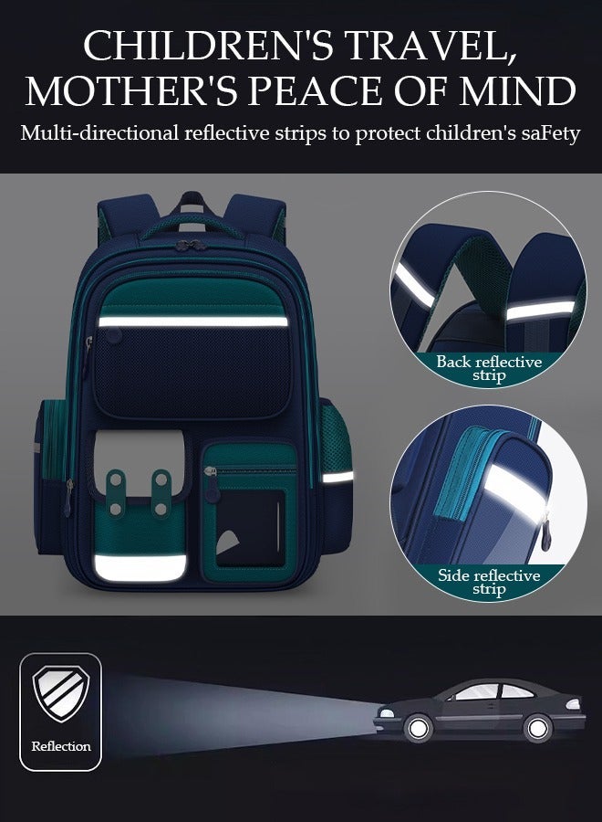 DUNISO Kids School Backpack Large Capacity School Bag Toddler Waterproof Lightweight Kids Backpack with Ergonomic Design, Adjustable Padded Straps Book Bag with Back Reflective Strip for Kids Grades 1-6 - Image 3