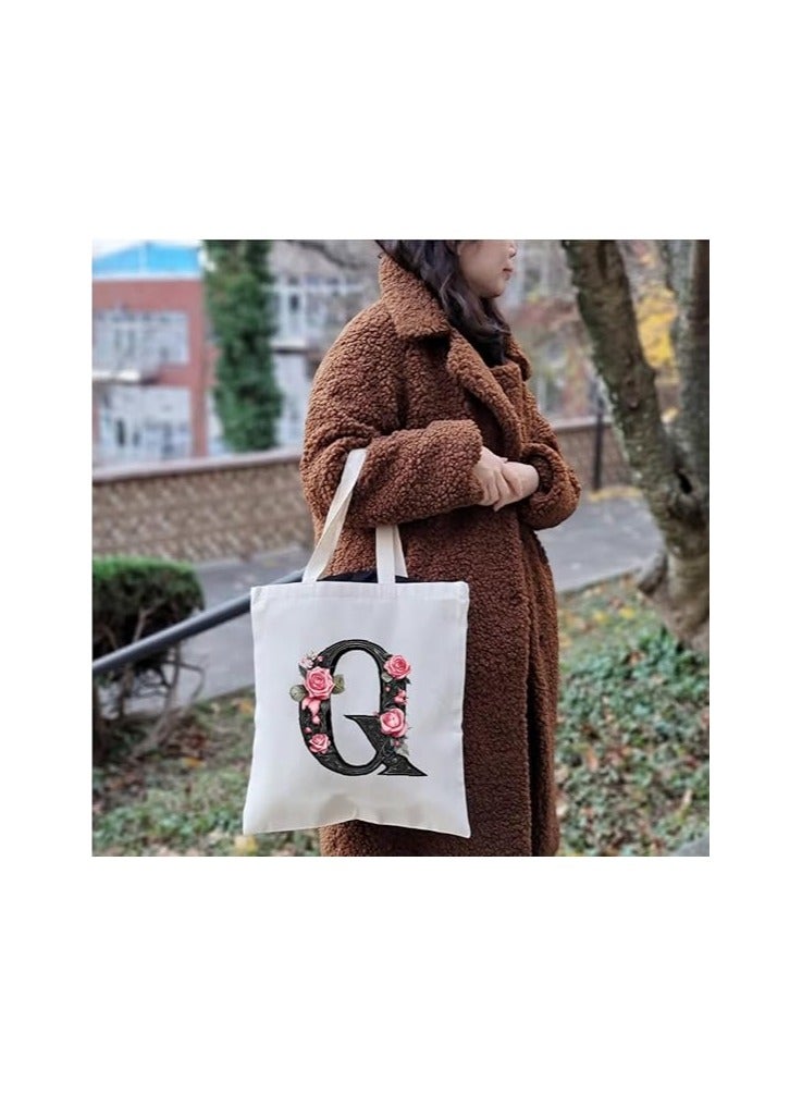 PRINTSHOP4ME Alphabet in Printed Cotton Tote Bag - Initial Monogram Design Cotton Tote - Perfect for School - Travel - Birthday Gift - Image 3