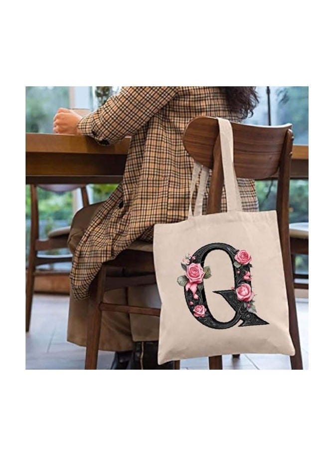 PRINTSHOP4ME Alphabet in Printed Cotton Tote Bag - Initial Monogram Design Cotton Tote - Perfect for School - Travel - Birthday Gift - Image 4