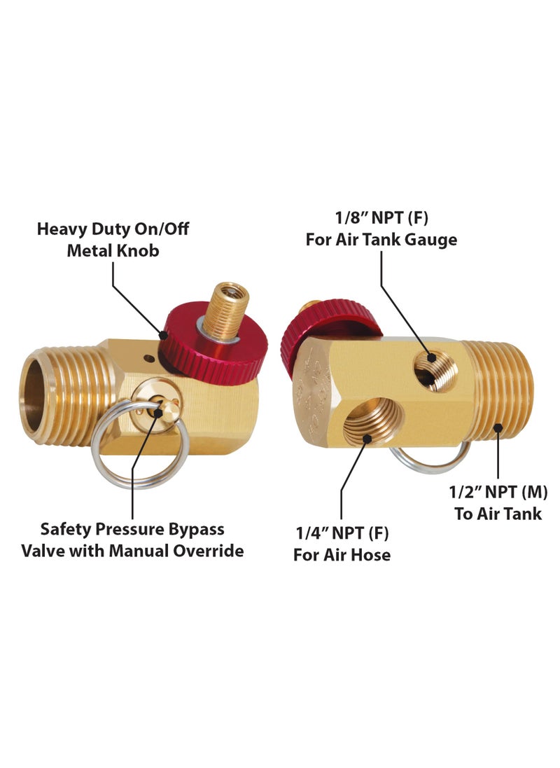 Performance Tool Performance Tool W10056 Air Tank Manifold With Fill Port , Ball Valve, & Relief Bypass , Gold  - Image 2