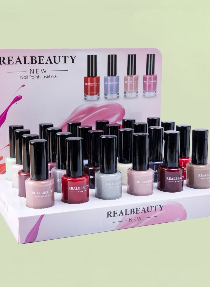 ريال بيوتي مناكير الوان احترافية متعدد الالوان  24 قطعة