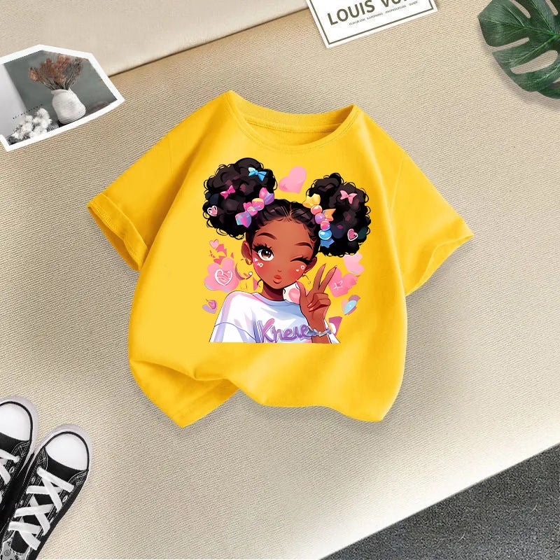 2026 New Style Girls' Short-Sleeved Girls' T-Shirt Children'S Tops Baby Casual Printed Summer Children'S Clothing - Image 1