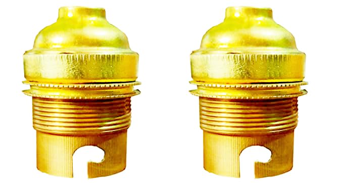 M2 Look Brass Holder for Vintage Light Bulb Holder Screw Type, B22 Golden Ring Type for Table Lamps Lights (Pack of 2) - Image 1