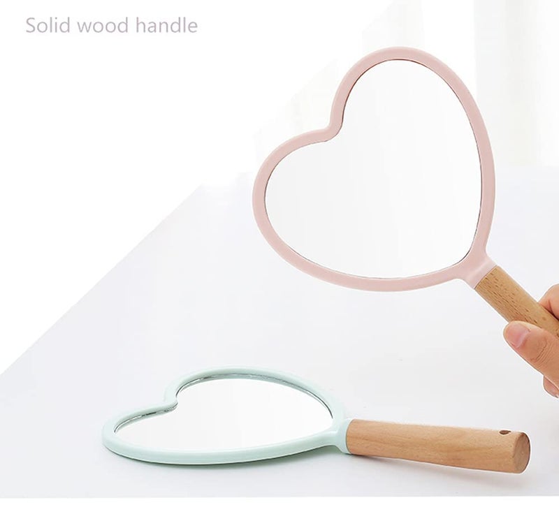 Trifecta Single-Sided Portable Travel Handheld Vanity Mirror with Hanging Hole in Handle Hand Mirror with Comfy Handle for Makeup,Small Cute Wood Hand Mirror(Heart, Pink Pack of 1) - Image 3