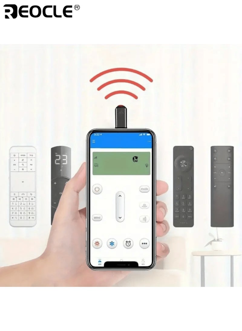 REOCLE Smartphone Infrared Adapter with Universal Remote Control Function Mini IR Blaster with Type C Connection for TV Air Conditioner Device Control - Image 3
