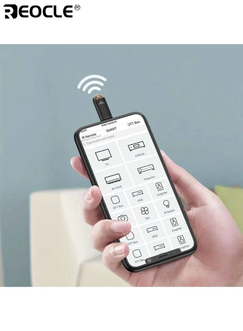REOCLE Smartphone Infrared Adapter with Universal Remote Control Function Mini IR Blaster with Type C Connection for TV Air Conditioner Device Control - Image 1