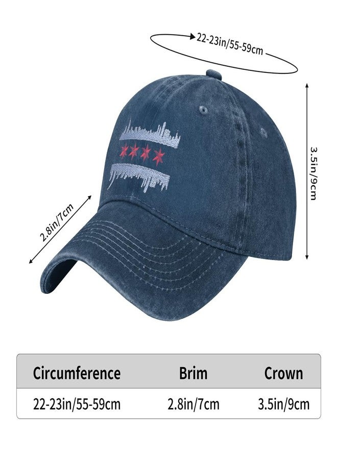 MOLIAN Chicago Illinois Skyline Flag Embroidered Baseball Cap for Men Women - Adjustable Cotton Washed Dad Hat Navy Blue - Image 3