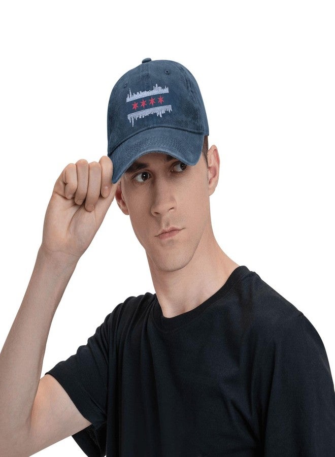 MOLIAN Chicago Illinois Skyline Flag Embroidered Baseball Cap for Men Women - Adjustable Cotton Washed Dad Hat Navy Blue - Image 5