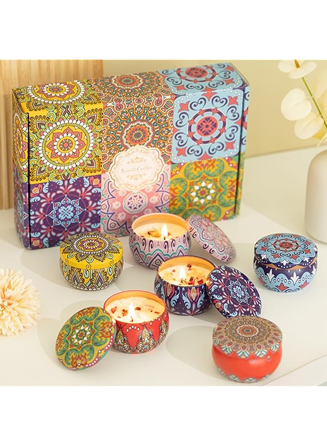 The Bros 6 Pack Scented Candles Gift Set, Relaxing Aromatherapy Candle, Portable Soy Wax Candles Use for Bath Sleep Festival Wedding, Long Lasting Tin Box candles Gift for Birthday Mothers Day Valentine's Day - Image 1