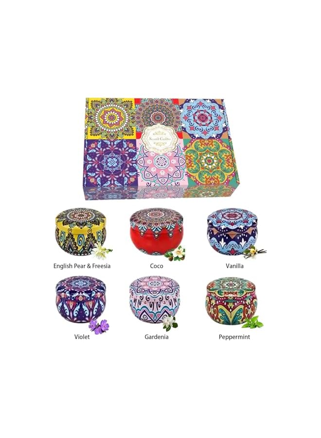 The Bros 6 Pack Scented Candles Gift Set, Relaxing Aromatherapy Candle, Portable Soy Wax Candles Use for Bath Sleep Festival Wedding, Long Lasting Tin Box candles Gift for Birthday Mothers Day Valentine's Day - Image 3