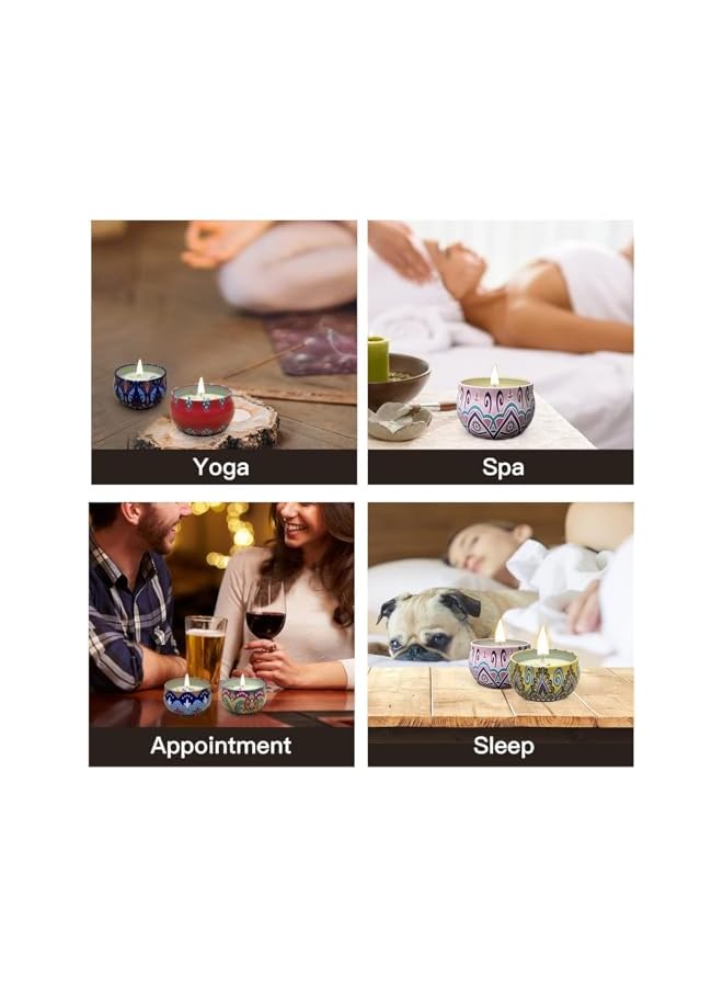 The Bros 6 Pack Scented Candles Gift Set, Relaxing Aromatherapy Candle, Portable Soy Wax Candles Use for Bath Sleep Festival Wedding, Long Lasting Tin Box candles Gift for Birthday Mothers Day Valentine's Day - Image 4