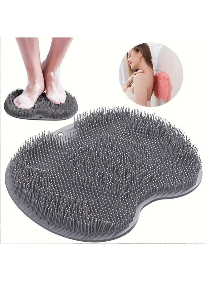 Gray Foot Scrubber Pad With Suction Cup Non Slip Deep Cleaning Massager Exfoliating Brush - Image 2