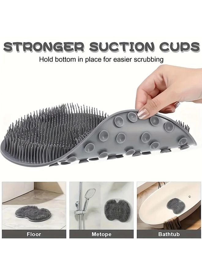 Gray Foot Scrubber Pad With Suction Cup Non Slip Deep Cleaning Massager Exfoliating Brush - Image 3