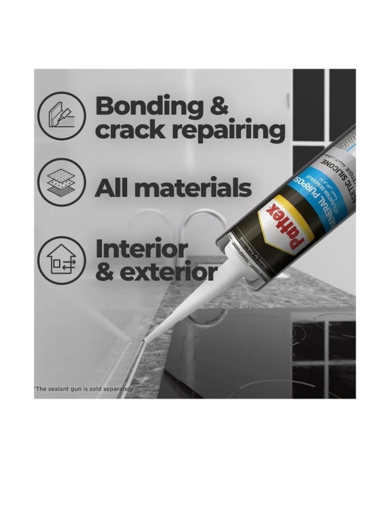 Pattex General Purpose Acetic Silicone Transparent (280) - Image 3