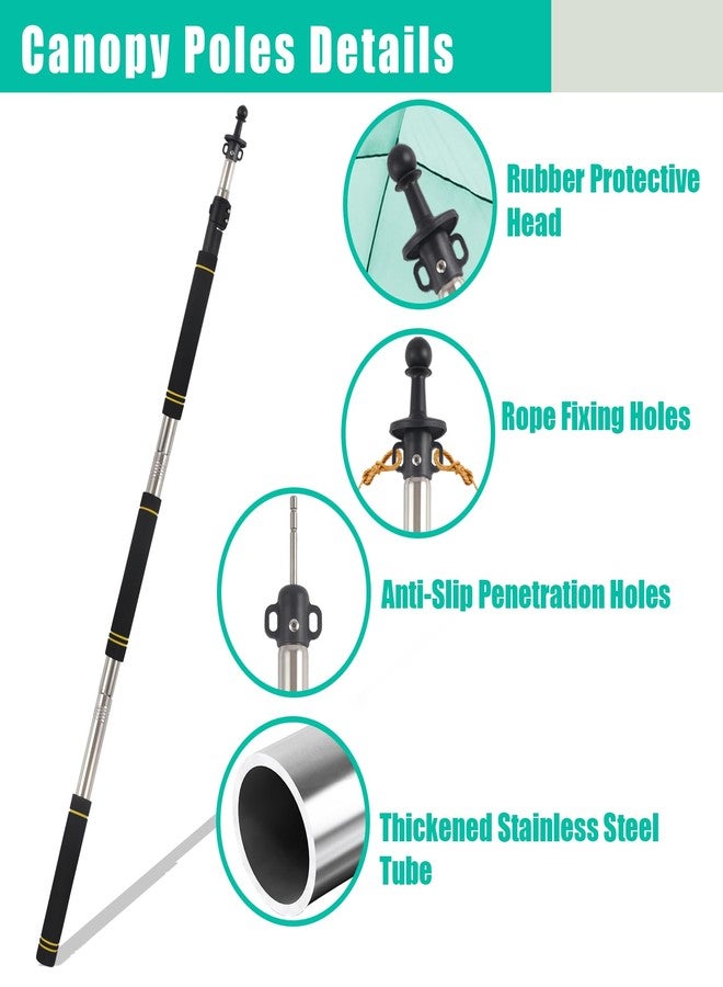 Frebuta Tarp Poles,Tent Poles Set of 2 2Ft to 6Ft Replacement Canopy Poles Heavy Duty Telescoping Tent Poles for Tarp Outdoor Camping Awning Poles Adjustable Sturdy Durable Shade Cloth Poles, Black - Image 3
