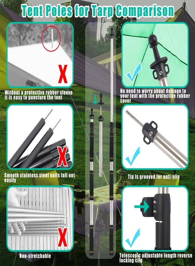 Frebuta Tarp Poles,Tent Poles Set of 2 2Ft to 6Ft Replacement Canopy Poles Heavy Duty Telescoping Tent Poles for Tarp Outdoor Camping Awning Poles Adjustable Sturdy Durable Shade Cloth Poles, Black - Image 5