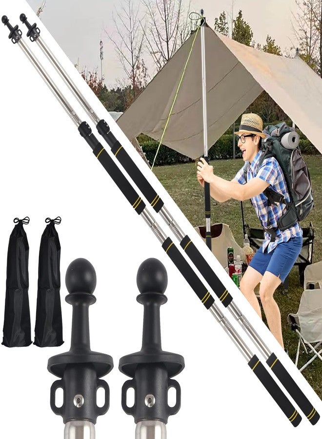 Frebuta Tarp Poles,Tent Poles Set of 2 2Ft to 6Ft Replacement Canopy Poles Heavy Duty Telescoping Tent Poles for Tarp Outdoor Camping Awning Poles Adjustable Sturdy Durable Shade Cloth Poles, Black - Image 1