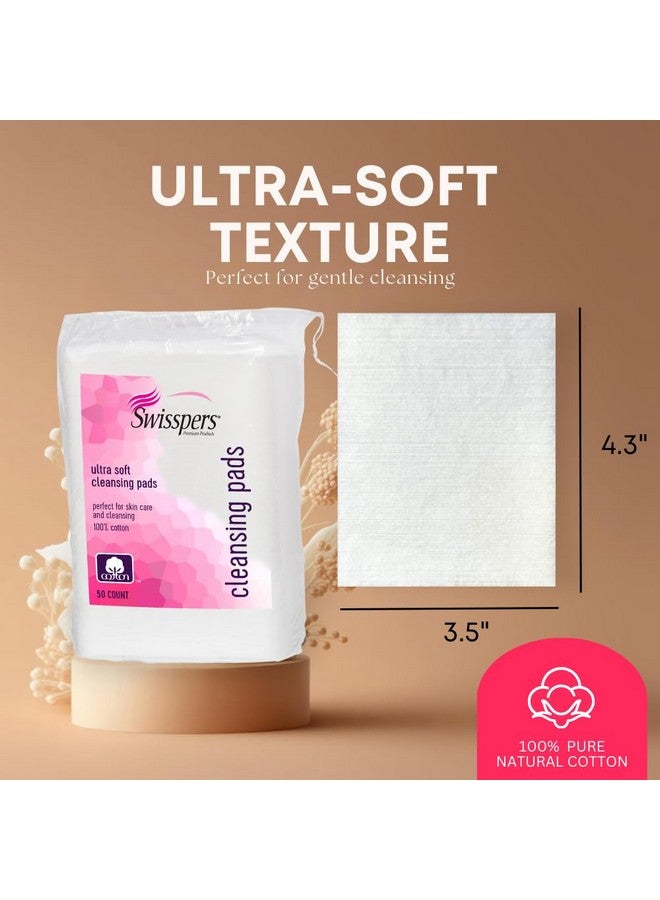 Swisspers Premium Ultra Soft Cleansing Pads - 50 Count (Pack of 3) - Large Rectangular Pads for Gentle and Versatile Skincare - 100% Lint-Free Cotton - Image 3
