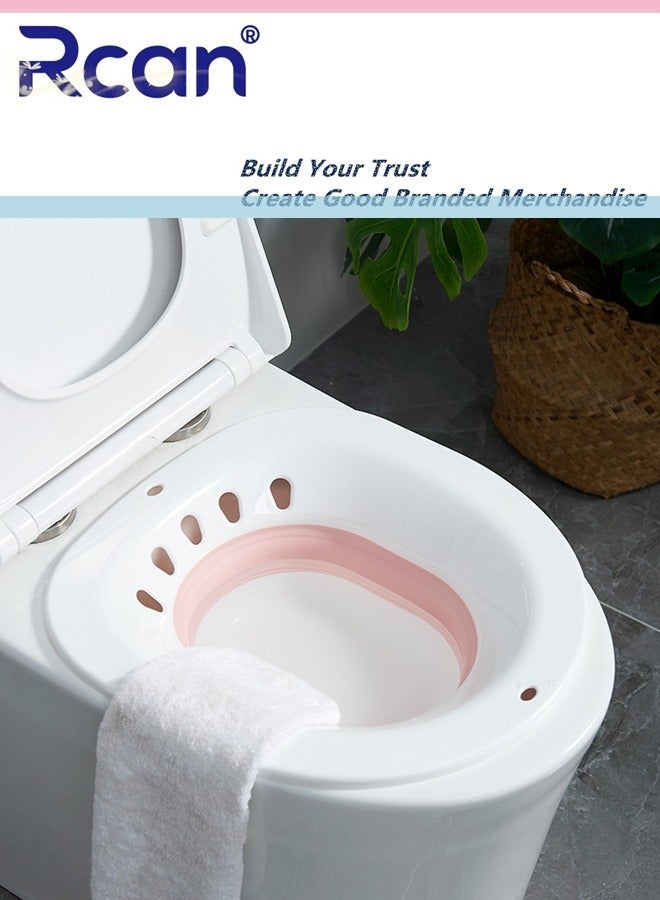 Rcan Sitz Bath for Toilet Seat Hemorrhoids Foldable Postpartum Care Basin Sits Bath Kit Great for Maternity Postpartum Care Designed for Perineum Soaking Fits Universal Toilet - Image 3