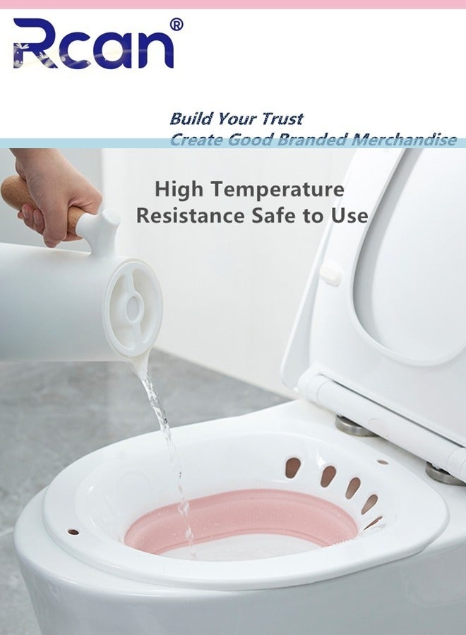 Rcan Sitz Bath for Toilet Seat Hemorrhoids Foldable Postpartum Care Basin Sits Bath Kit Great for Maternity Postpartum Care Designed for Perineum Soaking Fits Universal Toilet - Image 5
