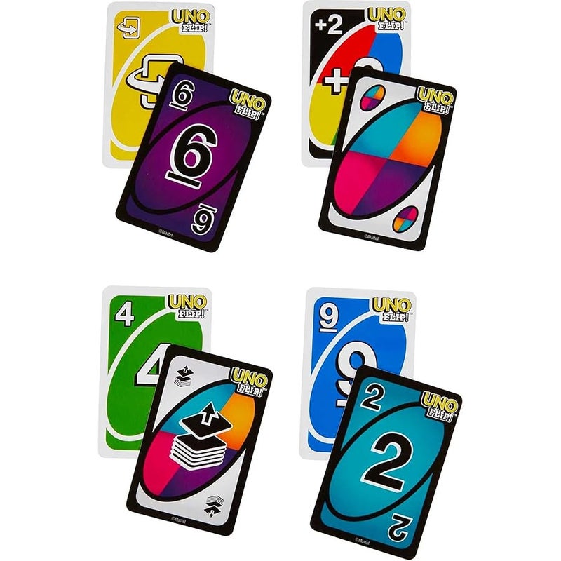 Mattel Games UNO FLIP! Family Card with 112 Cards in a Sturdy Storage Tin, Makes a Great Gift for 7 Year Olds and Up - Image 3