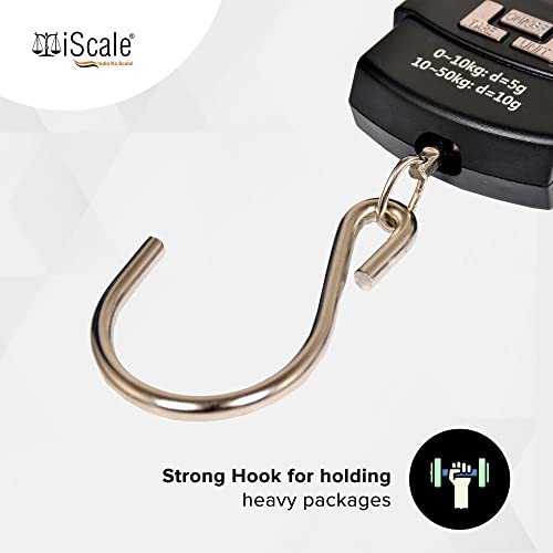 iScale Handy 50kg x 10g Digital Portable Hanging Weighing Scale with Stainless Steel Hook for Luggage, Cylinder, Fishing and Multipurpose Industrial Weighing Use - Image 5