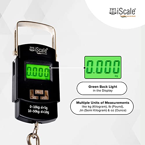 iScale Handy 50kg x 10g Digital Portable Hanging Weighing Scale with Stainless Steel Hook for Luggage, Cylinder, Fishing and Multipurpose Industrial Weighing Use - Image 4