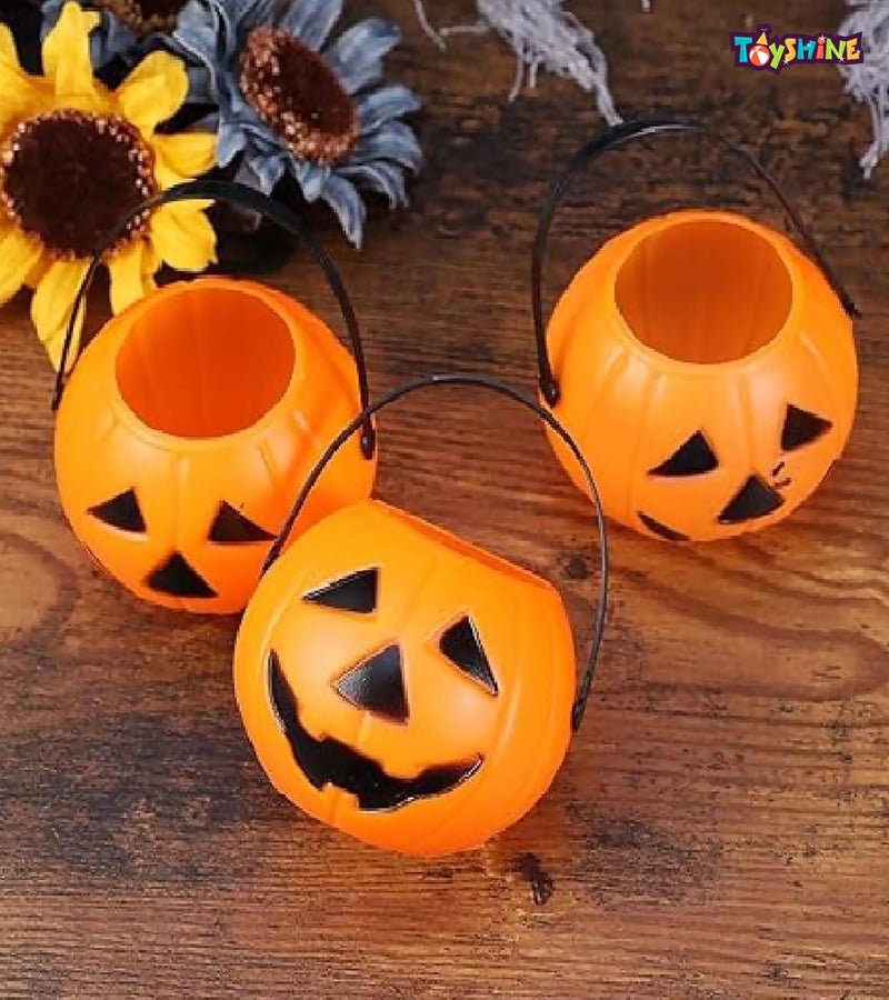 Toyshine Small Size Pumpkin Portable Candy Basket for Halloween, Fancy Dress, Party - Orange - Image 5
