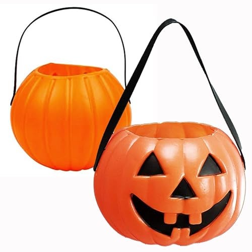 Toyshine Small Size Pumpkin Portable Candy Basket for Halloween, Fancy Dress, Party - Orange - Image 1