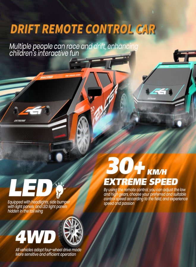 2.4GHz Remote Control Drift Car 1:24 10-15KM/H High Speed Drift Remote-controlled 4WD Vehicle with With Front Lights, Bottom Lights, Tail Wing Lights/ Replaceable Wheels - Image 5