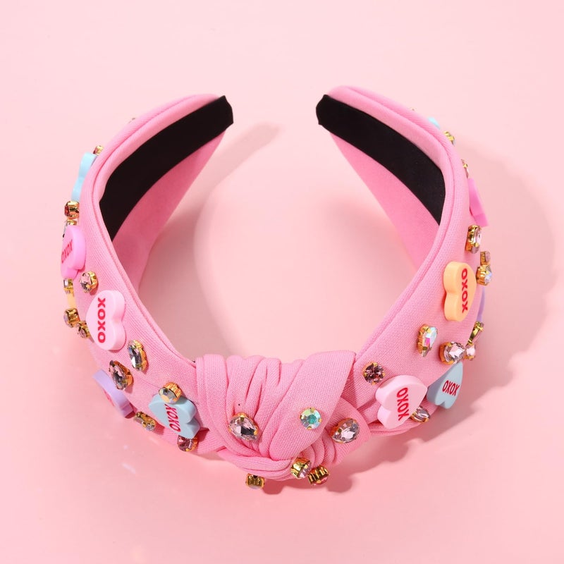 CEALXHENY Valentine's Day Headband for Women XOXO Love Massage Heart Headband Red Pink (1 Count) - Image 5