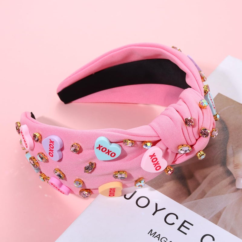 CEALXHENY Valentine's Day Headband for Women XOXO Love Massage Heart Headband Red Pink (1 Count) - Image 4