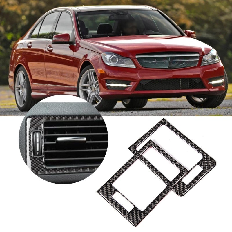 Control Panel Vent Trim: Soft Carbon Fiber Material - Durable Wear-resistant Air Outlet Cover for Mercedes W204 05-12 Car Decoration - Image 1