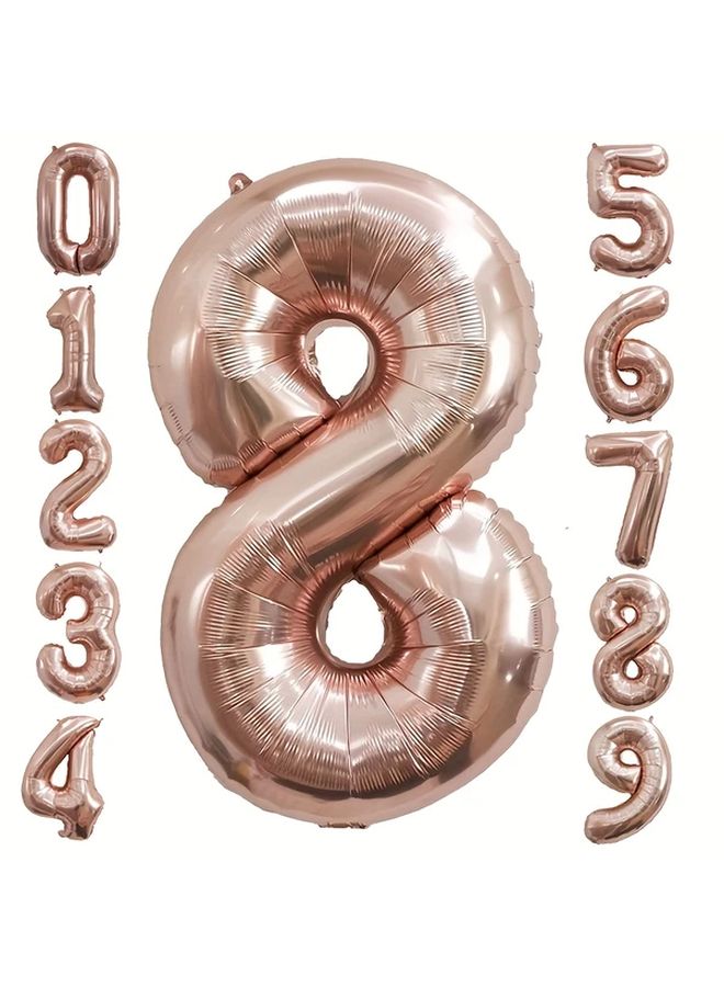 Rose Golden 32 Inch Aluminum Film Balloon Numbers 0 9 Self Sealing For Birthday Wedding Party - Image 1