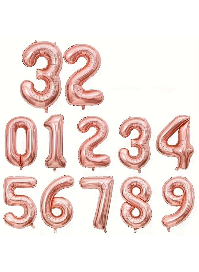 Rose Golden 32 Inch Aluminum Film Balloon Numbers 0 9 Self Sealing For Birthday Wedding Party - Image 2