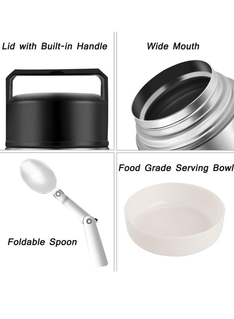 KASTWAVE Food Thermos, Insulated Food Container, Vacuum Sealed Stainless Steel Food Container for Hot and Cold Meals Perfect for School, Office, and Travel, 1000ML, Give a Spoon (Silver) - Image 3