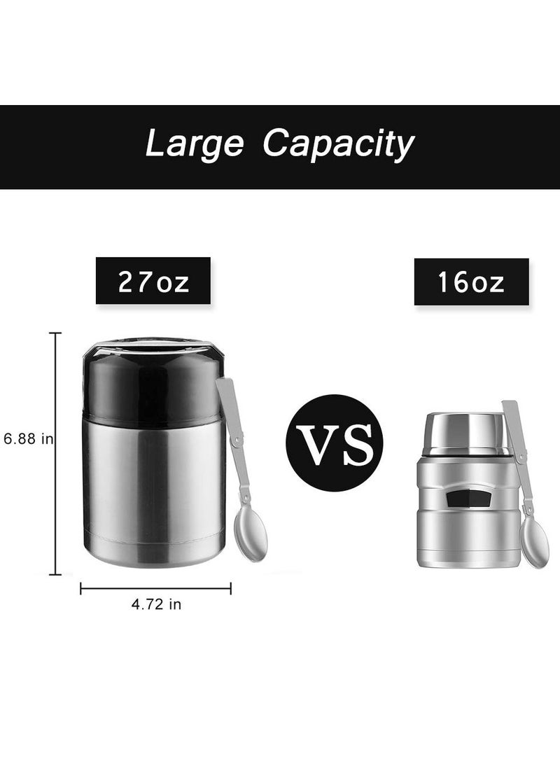 KASTWAVE Food Thermos, Insulated Food Container, Vacuum Sealed Stainless Steel Food Container for Hot and Cold Meals Perfect for School, Office, and Travel, 1000ML, Give a Spoon (Silver) - Image 4