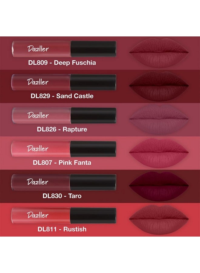 DAZLLER Lip Colour Lipstick Combo Pack Of 6|Vibrant Matte Liquid Lipstick For Women|Long Stay|Smudge-Proof|Non-Transfer|Nude Mood|21.6G - Image 2