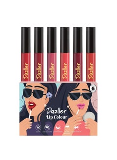 DAZLLER Lip Colour Lipstick Combo Pack Of 6|Vibrant Matte Liquid Lipstick For Women|Long Stay|Smudge-Proof|Non-Transfer|Nude Mood|21.6G  - Image 1