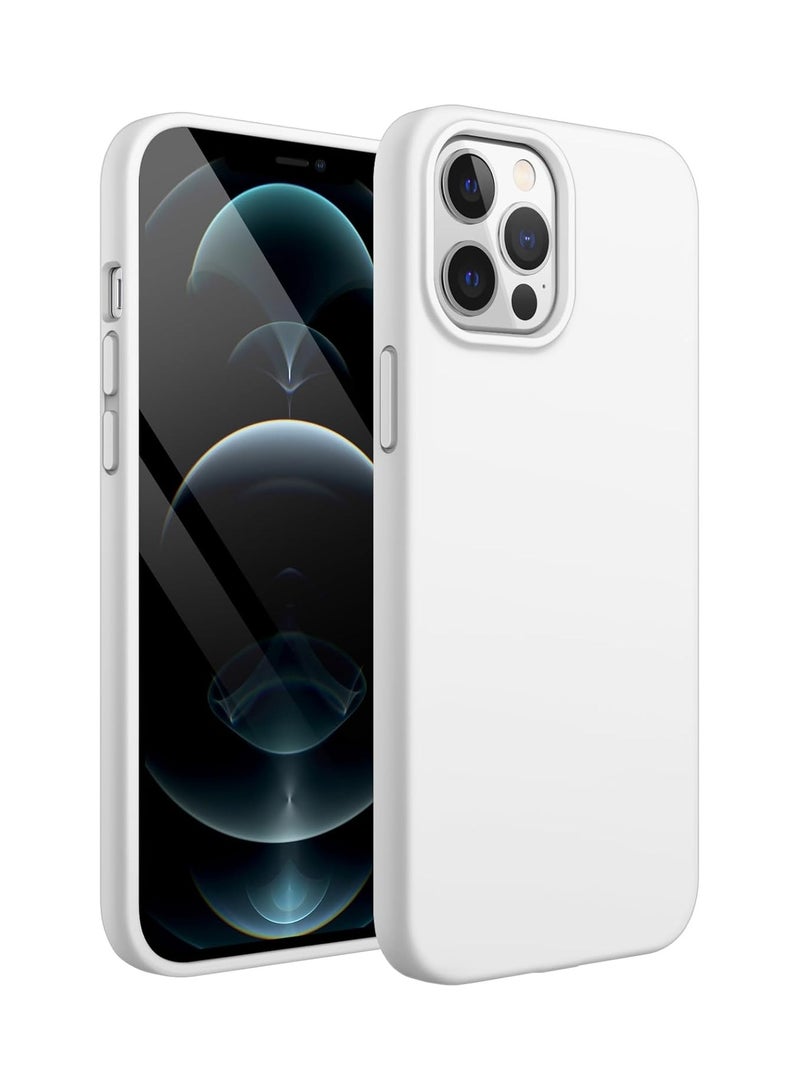 ACLIX Silicone Case Compatible with iPhone 12 Pro Max, Slim Liquid Silicone, Layers of Soft Gel Rubber Shockproof, Protective Phone Case Cover with TPU Lining (White) - Image 1