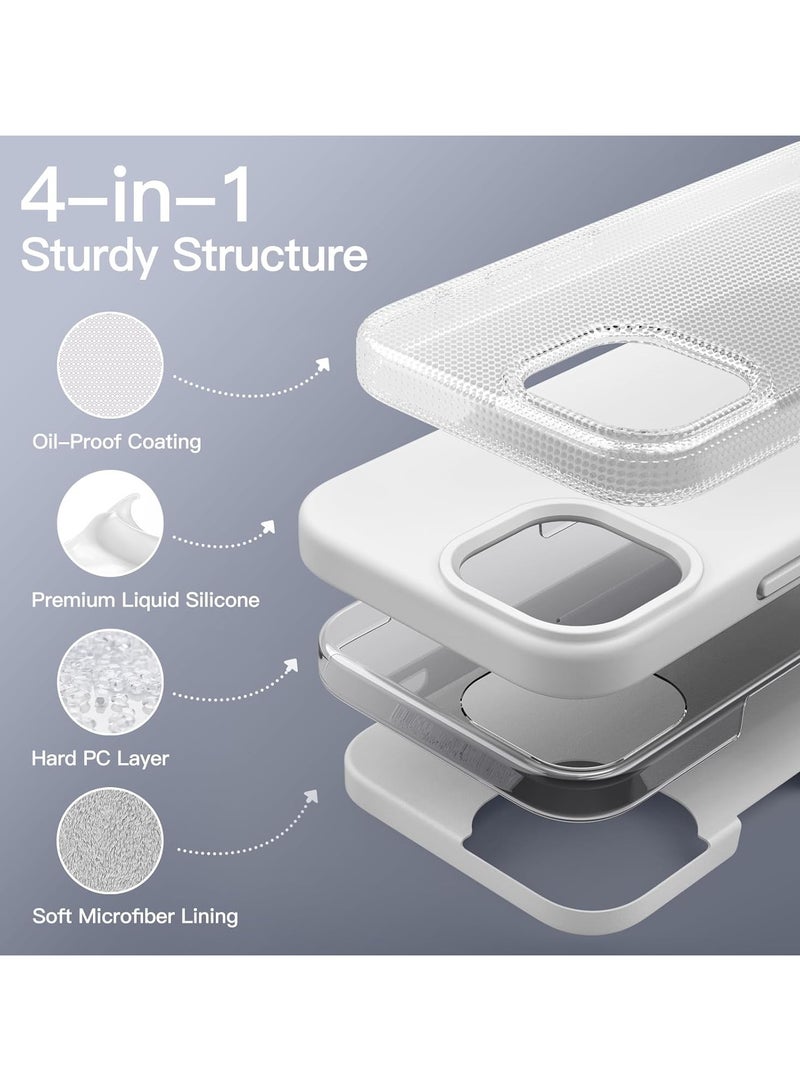 ACLIX Silicone Case Compatible with iPhone 12 Pro Max, Slim Liquid Silicone, Layers of Soft Gel Rubber Shockproof, Protective Phone Case Cover with TPU Lining (White) - Image 3