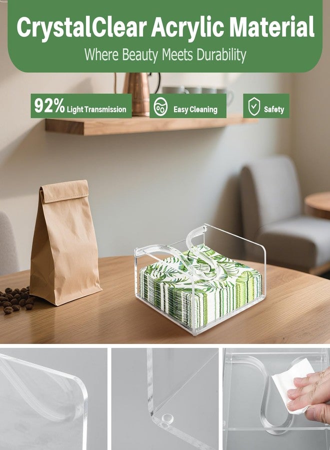 Yncotte Napkin Holder for Table, Acrylic Clear Napkin Holder 7"×7" with Weighted Arm & Non-Slip Base for Kitchen, Restaurant, Party & Outdoor Dining - Easy-Access Square Paper Napkin Dispensers - Image 4