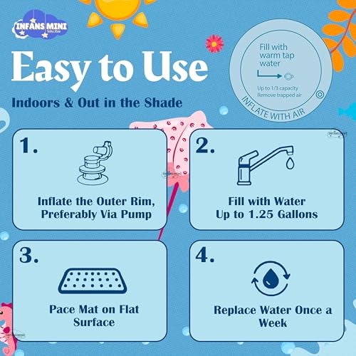 Infans Mini Water Mat for Babies to Play Tummy Time for Infants Stimulating Play for Kids, Interactive Promoting Sensory Development in an Enjoyable Water-Filled Environment 50 x 50 x 2.5 cm - Image 5