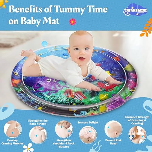 Infans Mini Water Mat for Babies to Play Tummy Time for Infants Stimulating Play for Kids, Interactive Promoting Sensory Development in an Enjoyable Water-Filled Environment 50 x 50 x 2.5 cm - Image 2