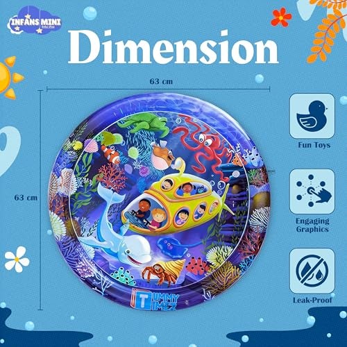 Infans Mini Water Mat for Babies to Play Tummy Time for Infants Stimulating Play for Kids, Interactive Promoting Sensory Development in an Enjoyable Water-Filled Environment 50 x 50 x 2.5 cm - Image 4