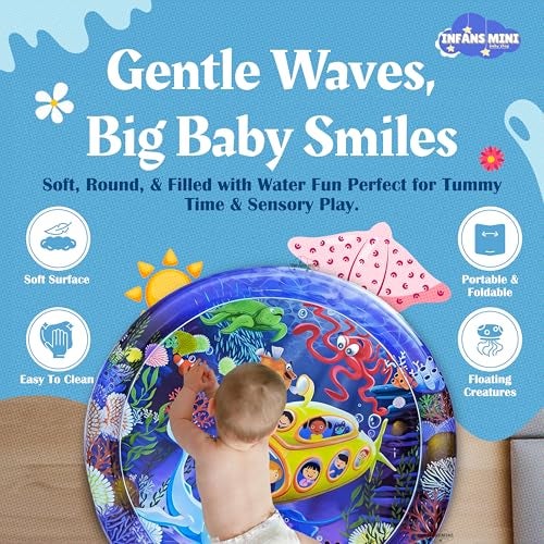 Infans Mini Water Mat for Babies to Play Tummy Time for Infants Stimulating Play for Kids, Interactive Promoting Sensory Development in an Enjoyable Water-Filled Environment 50 x 50 x 2.5 cm - Image 3