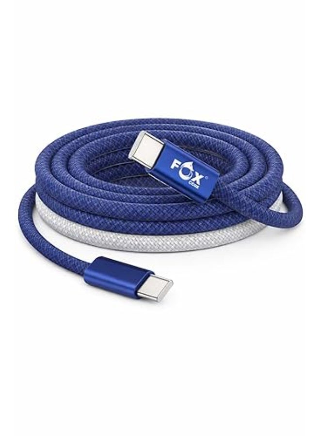 Fox 120W Fast Charging Cable, 6.6 ft (2 m) Braided USB A to Type C Fast Charging Cable Compatible with Smartphones and Tablets (Blue) - Image 1