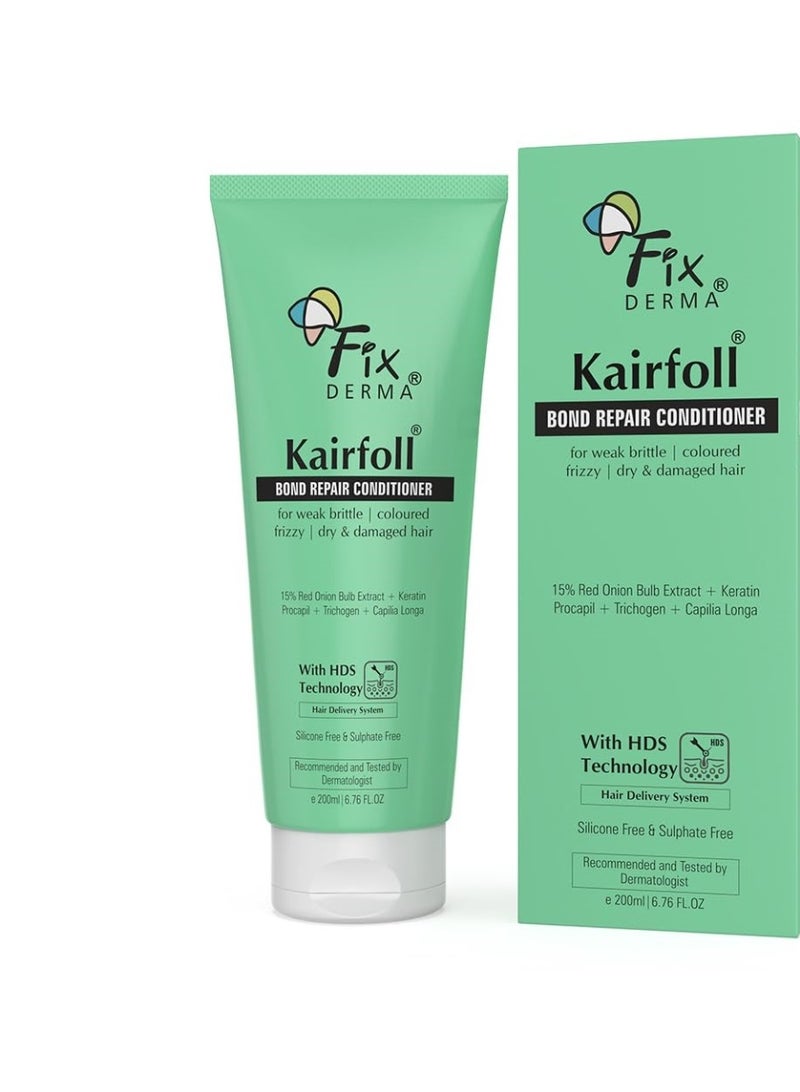 FIXDERMA Kairfoll Bond Repair Conditioner 15% Red Onion Conditioner With Castor Oil for Growth, Bond Repair for Coloured Hair, Women's Conditioner for Dry & Frizzy Hair - 200 Ml - Image 1