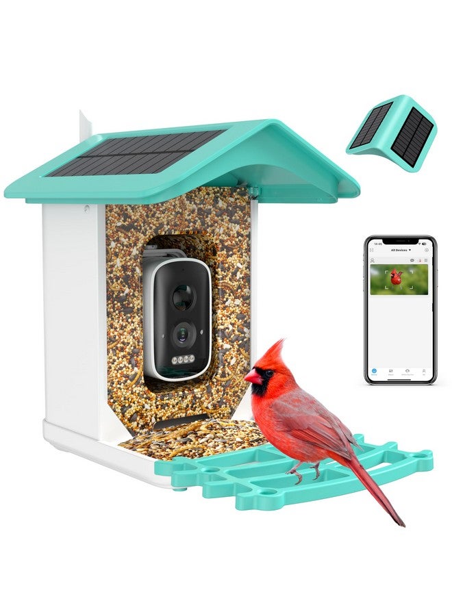 isYoung Smart Bird Feeder Camera (Dual Panel), Solar Powered, Identify 11,000+ Birds with AI, Auto Capture & Notify, 2K HD Footage, Outdoor Bird Watching, Ideal Gift for Birds Lovers. - Image 1